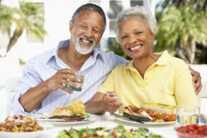 couple eating on patio